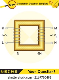 Physics, simple electric motor, alternating current and transformers, next generation question template, exam question, eps