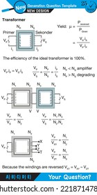 Physics, simple electric motor, alternating current and transformers, next generation question template, exam question, eps
