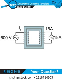 Physics, simple electric motor, alternating current and transformers, next generation question template, exam question, eps
