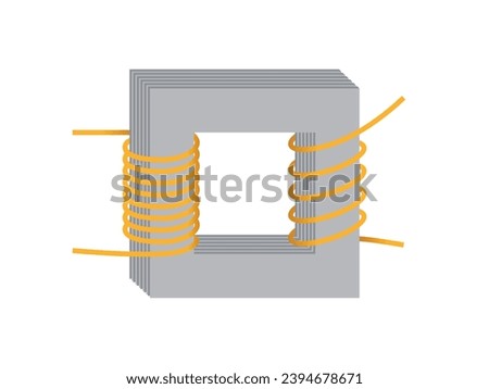 Physics, simple electric motor, alternating current and transformers vector 