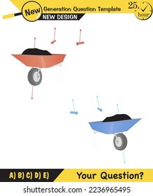 Physics, simple machines, inclined plane, spinning wheel, pulleys, next generation question template, dumb physics figures, exam question, eps 