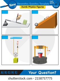 Physics, simple machines, next generation question template, dumb physics figures, eps