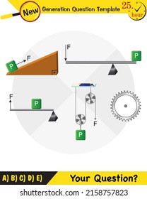 Physics, simple machines, next generation question template, dumb physics figures, eps