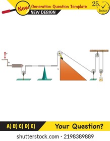 Physics, simple machines, next generation question template, dumb physics figures, exam question, eps