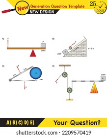 Physics, simple machines, next generation question template, dumb physics figures, exam question, eps 