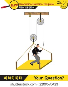 Physics, simple machines, next generation question template, dumb physics figures, exam question, eps 