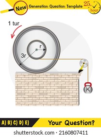 Physics - Simple machines, pulleys, gears, next generation question template, dumb physics figures, eps 