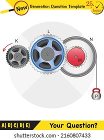 Physics - Simple machines, pulleys, gears, next generation question template, dumb physics figures, eps 