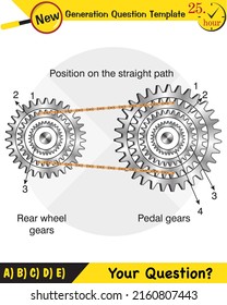 Physics - Simple machines, pulleys, gears, next generation question template, dumb physics figures, eps 