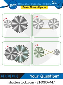 Physics - Simple machines, pulleys, gears, next generation question template, dumb physics figures, eps 