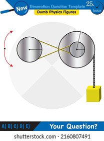 Physics - Simple machines, pulleys, gears, next generation question template, dumb physics figures, eps 