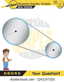 Physik, Einfache Maschinen, Pulleys, Zahnräder, Fragevorlage der nächsten Generation, blöde Physik-Figuren, Prüfungsfrage, EPS