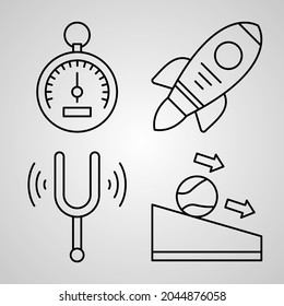 Physics Symbol Collection On White background Physics Outline Icons
