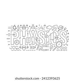 símbolos físicos y físicos. física técnica de dibujo y símbolos físicos