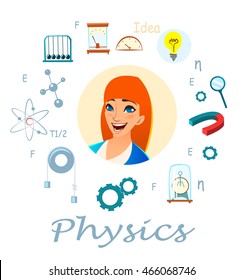 Physics teacher. Infographic, Lesson