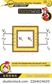 Physics, transformer, step-up and step-down transformers, Principle of electric Transformer, two sisters speech bubble, New generation question template, for teachers, editable, eps svg