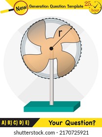 Physics, Uniform circular motion with changing position and velocity vectors and angles, Next generation question template, exam question, eps
