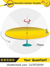 Physics, Uniform circular motion with changing position and velocity vectors and angles, Next generation question template, exam question, eps

