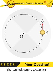 Physics, Uniform circular motion with changing position and velocity vectors and angles, Next generation question template, exam question, eps
