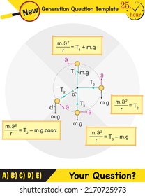 Physics, Uniform circular motion with changing position and velocity vectors and angles, Next generation question template, exam question, eps
