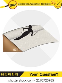 Physics, Uniform circular motion with changing position and velocity vectors and angles, Next generation question template, exam question, eps
