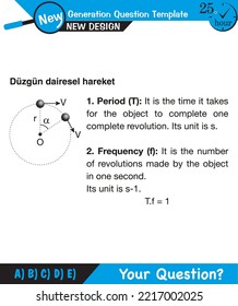 Physics - Uniform circular motion with changing position and velocity vectors and angles, Next generation question template, exam question, eps