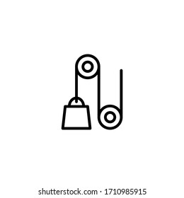 Physics vector icon in linear, outline icon isolated on white background