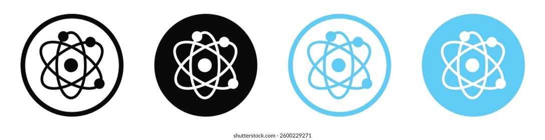 Physics vector icons in black and blue colors