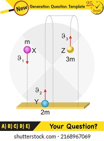 Physics, vector illustration of a forces and motion, vectors, shots, next generation question template
