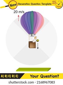 Physics, vector illustration of a forces and motion, vectors, shots, next generation question template