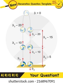 Physics, vector illustration of a forces and motion, vectors, shots, next generation question template