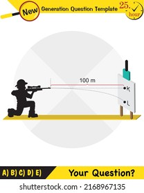 Physics, vector illustration of a forces and motion, vectors, shots, next generation question template