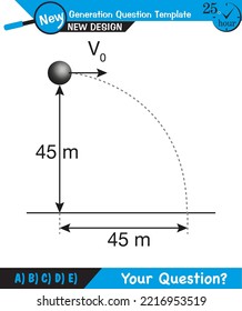 Physics - vector illustration of a forces and motion, vectors, shot, next generation question template, exam question, eps