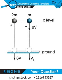 Physics - vector illustration of a forces and motion, vectors, shot, next generation question template, exam question, eps