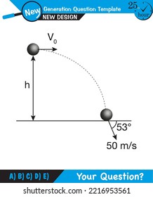 Physics - vector illustration of a forces and motion, vectors, shot, next generation question template, exam question, eps