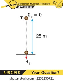 Physics, vector illustration of a forces and motion, vectors, shot, next generation question template, exam question, eps