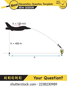 Physics, vector illustration of a forces and motion, vectors, shot, next generation question template, exam question, eps