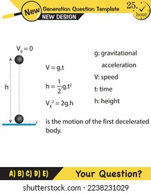 Physics, vector illustration of a forces and motion, vectors, shot, next generation question template, exam question, eps