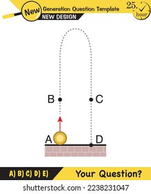 Física, ilustración vectorial de una fuerza y movimiento, vectores, disparo, plantilla de preguntas de próxima generación, pregunta de examen, eps