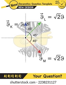 Física, ilustración vectorial de una fuerza y movimiento, vectores, disparo, plantilla de preguntas de próxima generación, pregunta de examen, eps