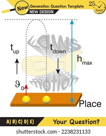 Physics, vector illustration of a forces and motion, vectors, shot, next generation question template, exam question, eps