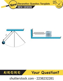 Physics, vector illustration of a forces and motion, vectors, shot, next generation question template, exam question, eps