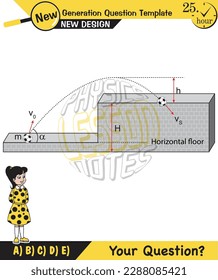 Physics, vector illustration of a forces and motion, shots, Next generation problems, exam question, for teachers, editable, eps, text, boy, girl, two sisters speech bubble, template
