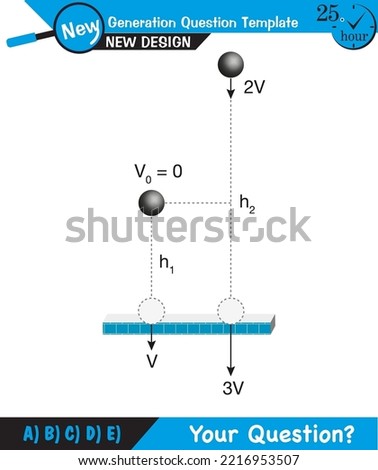 Physics - vector illustration of a forces and motion, vectors, shot, next generation question template, exam question, eps