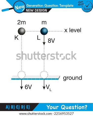 Physics - vector illustration of a forces and motion, vectors, shot, next generation question template, exam question, eps