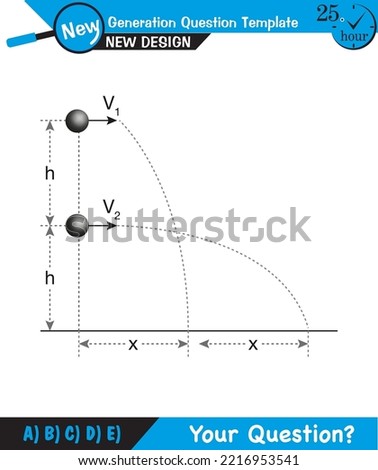 Physics - vector illustration of a forces and motion, vectors, shot, next generation question template, exam question, eps