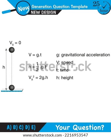 Physics - vector illustration of a forces and motion, vectors, shot, next generation question template, exam question, eps