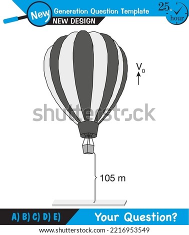 Physics - vector illustration of a forces and motion, vectors, shot, next generation question template, exam question, eps