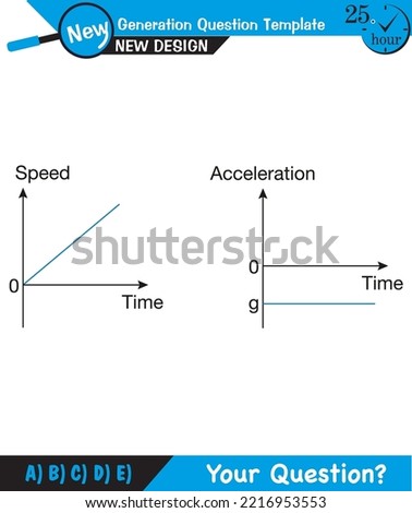 Physics - vector illustration of a forces and motion, vectors, shot, next generation question template, exam question, eps