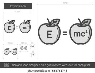 Physics vector line icon isolated on white background. Physics line icon for infographic, website or app. Scalable icon designed on a grid system.